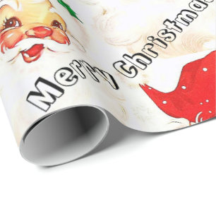 Papel De Presente Feliz Natal Molhando Papais noeis Vintage
