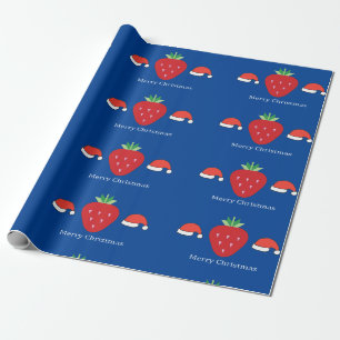 Papel De Presente Feliz Natal Morango Vermelho Grande & Chapéus de P