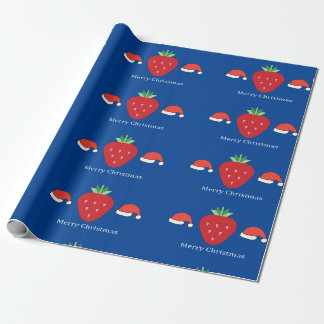 Papel De Presente Feliz Natal Morango Vermelho Grande & Chapéus de P