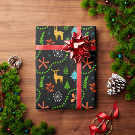 Papel De Presente Feliz Natal na Floresta | Azul
