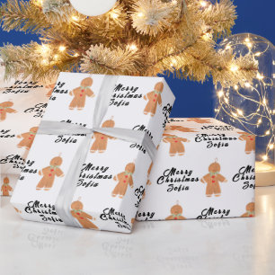 Papel De Presente Feliz Natal Nome Negro Pão Branco Gingerpão
