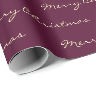 Papel De Presente Feliz Natal Ouro Berry Marsala