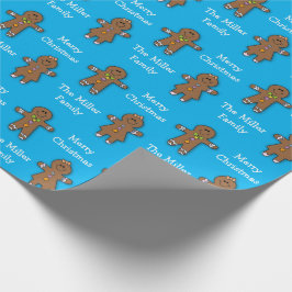 Papel De Presente Feliz Natal Pão Azul Homem Azul