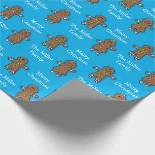 Papel De Presente Feliz Natal Pão Azul Homem Azul