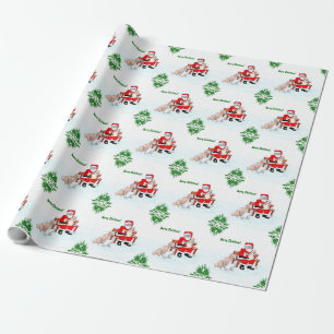 Papel De Presente Feliz Natal - Papai Noel com gato e cachorro