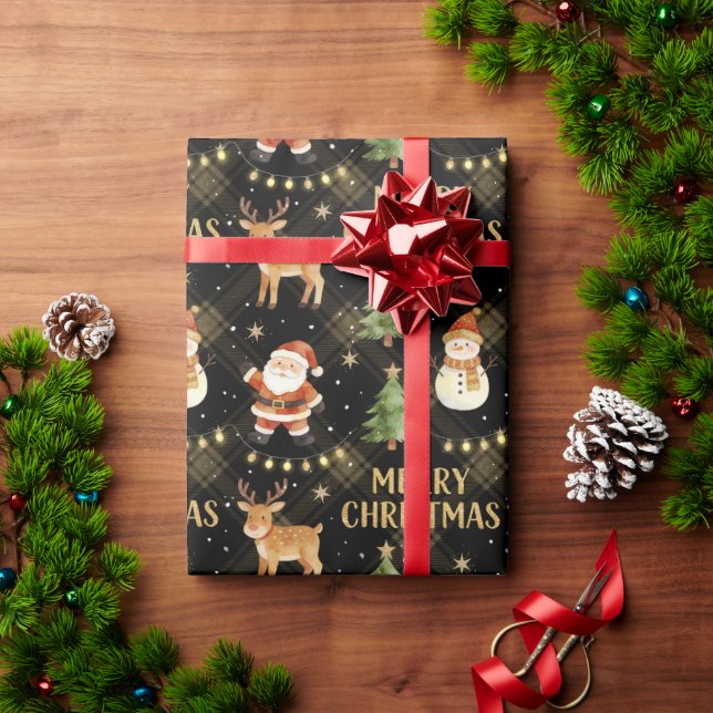 Papel De Presente Feliz Natal Papai Noel Rena TMF26 (Presente de Natal)