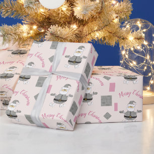 Papel De Presente Feliz Natal - Papais noeis Modernos Rosa