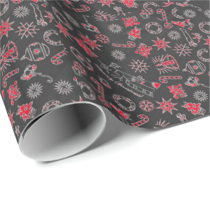 Papel De Presente Feliz Natal Papais noeis vermelhos brancos