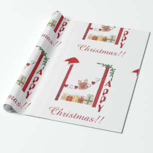 Papel De Presente Feliz Natal para as Maçãs de Presente