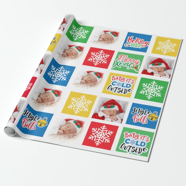 Papel De Presente Feliz Natal Para Crianças E Lixeiras (Desenrolado)