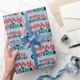 Papel De Presente Feliz Natal Para Presentes Festivos Azul Sem Costu
