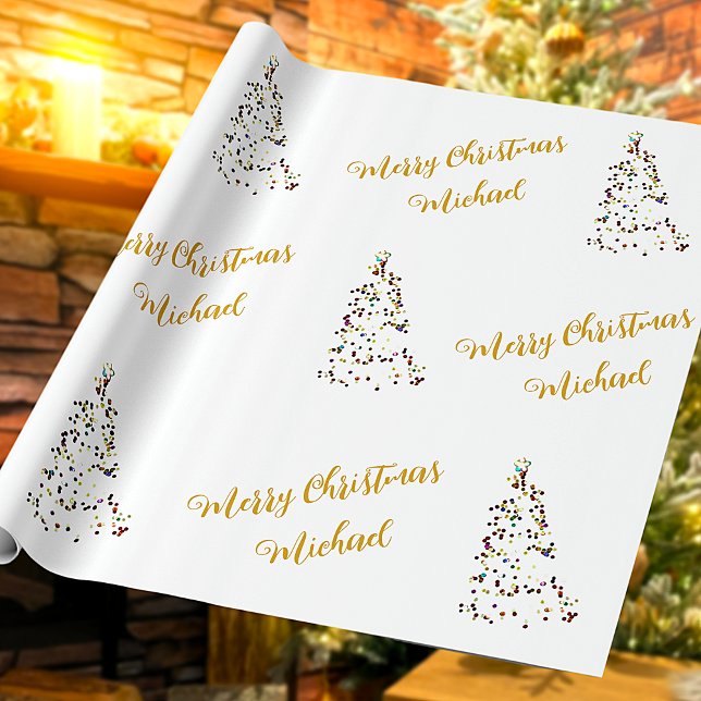 Papel De Presente Feliz Natal Personalizado Nome Elegante Personaliz (Criador carregado)