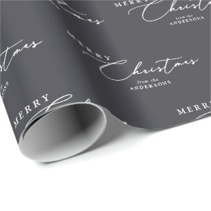 Papel De Presente Feliz Natal Personalizado Script Elegante Moderno