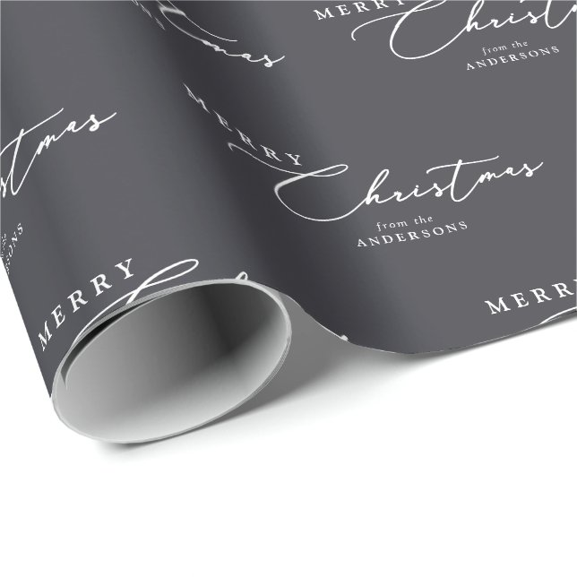 Papel De Presente Feliz Natal Personalizado Script Elegante Moderno (Ponta do rolo)