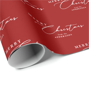 Papel De Presente Feliz Natal Personalizado Script Elegante Moderno