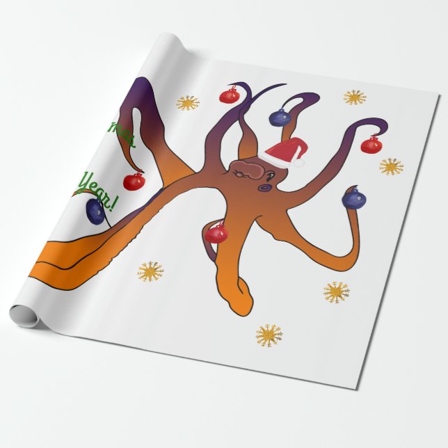 Papel De Presente Feliz Natal Poinsettia Wreath (Desenrolado)