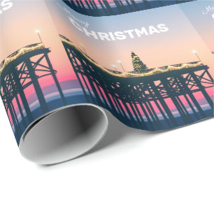 Papel De Presente Feliz Natal Praia Pier Sunset San Diego PB