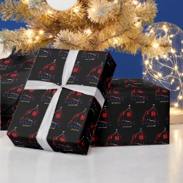 Papel De Presente Feliz Natal preto