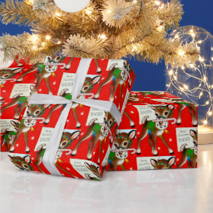 Papel De Presente Feliz Natal Professor Retro Vintage