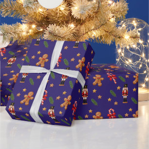 Papel De Presente Feliz Natal Quebra-Nozes, Cana-de-Açúcar & Gengibr