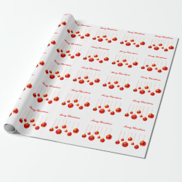 Papel De Presente Feliz Natal Red Balls com texto
