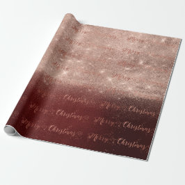 Papel De Presente Feliz Natal - Rosa Dourado Ombre Burgundy