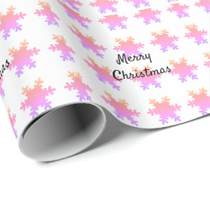 Papel De Presente Feliz Natal Rosa Dourado Padrões de Floco de Neve