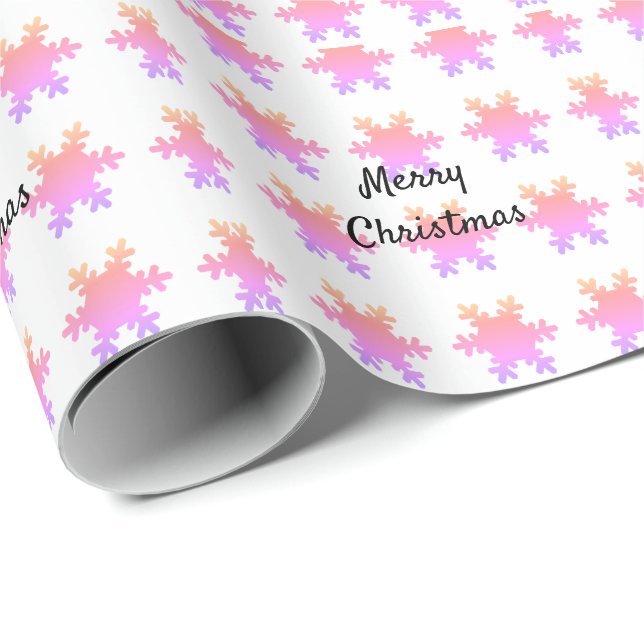 Papel De Presente Feliz Natal Rosa Dourado Padrões de Floco de Neve (Ponta do rolo)