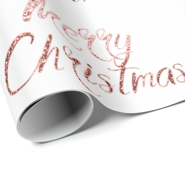 Papel De Presente Feliz Natal Rosa Rosa Rosa Dourada Branca com Bril (Ponta do rolo)