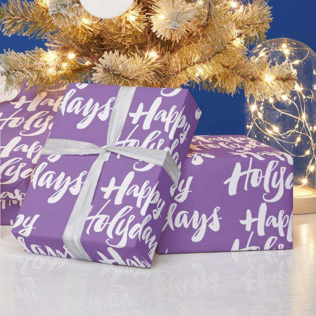 Papel De Presente Feliz Natal Roxo Feriados Dias Santa Natal (Feriados)