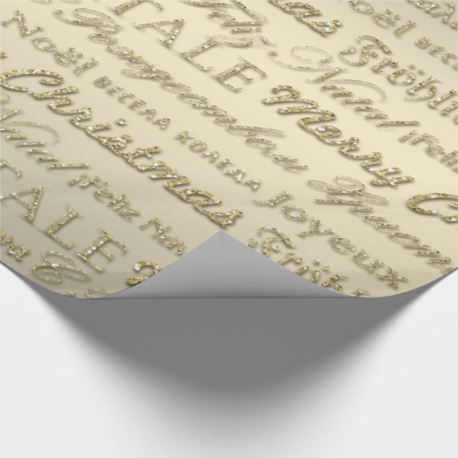 Papel De Presente Feliz Natal Saudações Multiidiomas Dourados (Ponta)