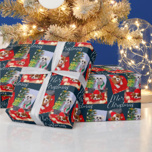 Papel De Presente Feliz Natal - Script Moderno 3 Foto Personalizado