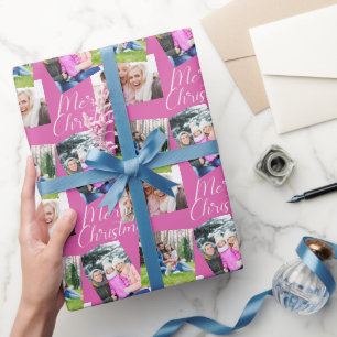 Papel De Presente Feliz Natal - Script Moderno 3 Foto Personalizado