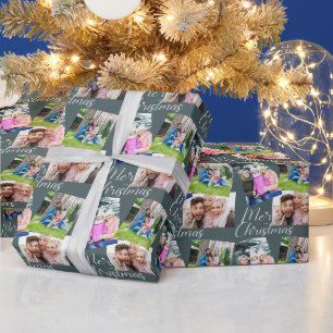 Papel De Presente Feliz Natal - Script Moderno 3 Foto Personalizado