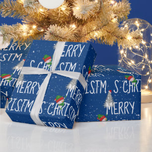 Papel De Presente Feliz Natal Snowman e Árvore em Flocos de Neve