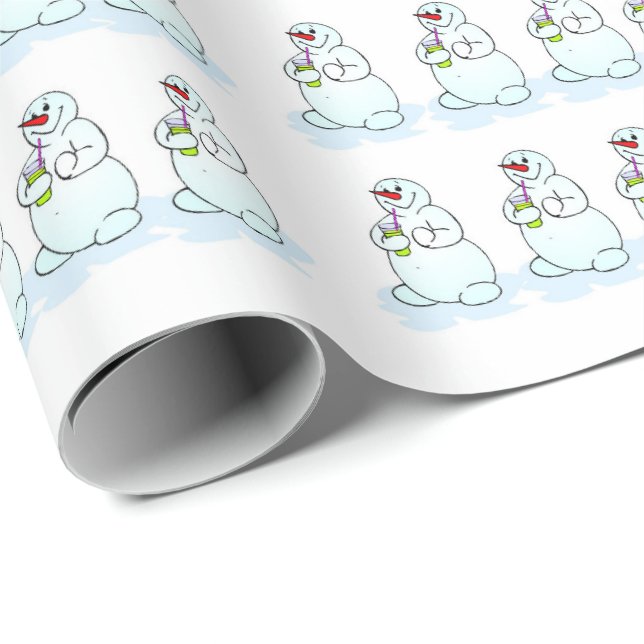 Papel De Presente Feliz Natal Snowman Wrappaper (Ponta do rolo)