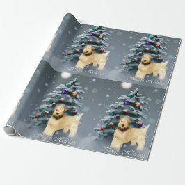 Papel De Presente Feliz Natal Terrier com Rodas Revestidas