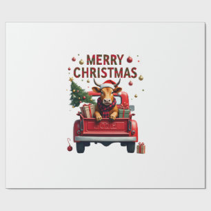 Papel De Presente Feliz Natal Vaca das Terras Altas Escocesas Férias