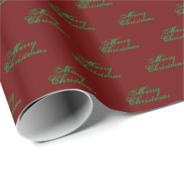 Papel De Presente Feliz Natal verde borgonha grená script fofo