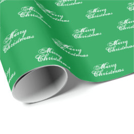 Papel De Presente Feliz Natal verde branco caligrafia script