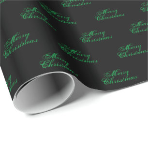 Papel De Presente Feliz Natal, verde e caligrafia negra