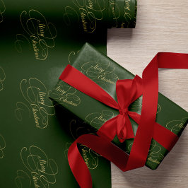 Papel De Presente Feliz Natal, verde e dourado, roteiro elegante