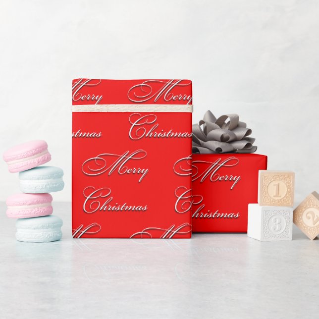 Papel De Presente Feliz Natal vermelho branco (Chá de bebê)