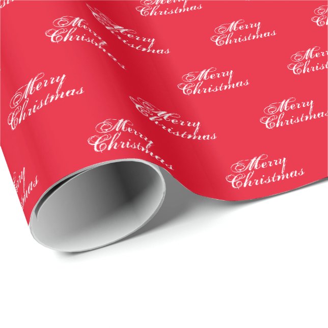 Papel De Presente Feliz Natal vermelho branco padrão de escrita de f (Ponta do rolo)