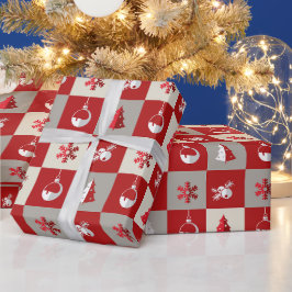 Papel De Presente Feliz Natal vermelho e branco elegante