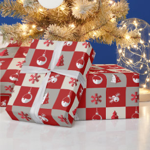 Papel De Presente Feliz Natal vermelho e branco elegante