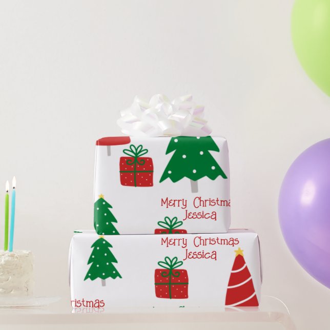 Papel De Presente Feliz Natal Vermelho e Verde (Presentes para festas)