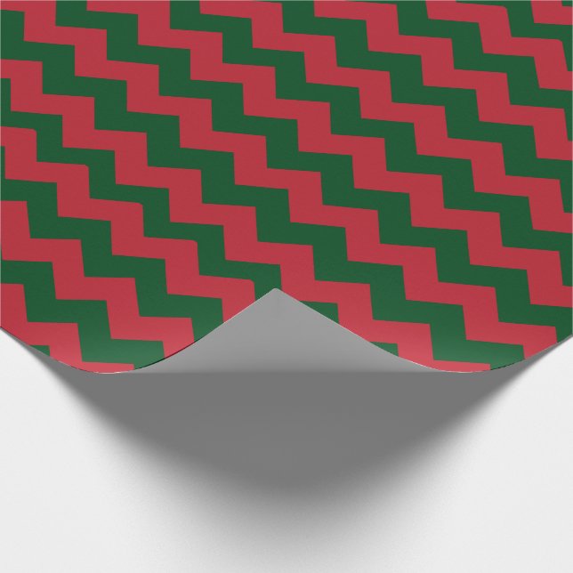 Papel De Presente Feliz Natal Vermelho e Verde Chevron (Ponta)