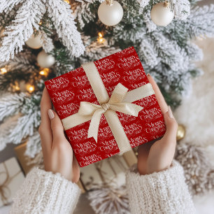 Papel De Presente Feliz Natal White Típica Retrorística Festiva