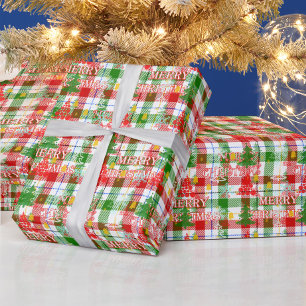 Papel De Presente Feliz Natal Xadrez Decorativa Tartan